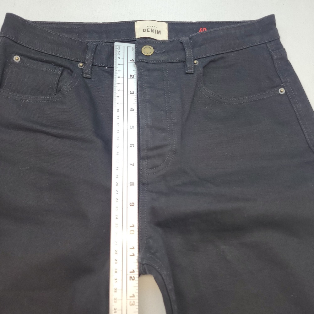 Sezane Denim Jeans Womens US 8 Black Straight Leg High Rise Button Fly Denim - Picture 7 of 11